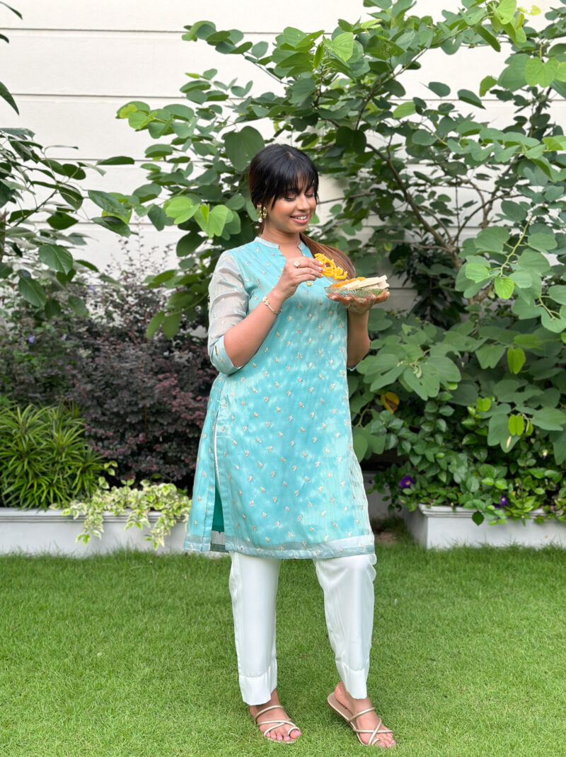 T.E87 Sequins top&pant blue